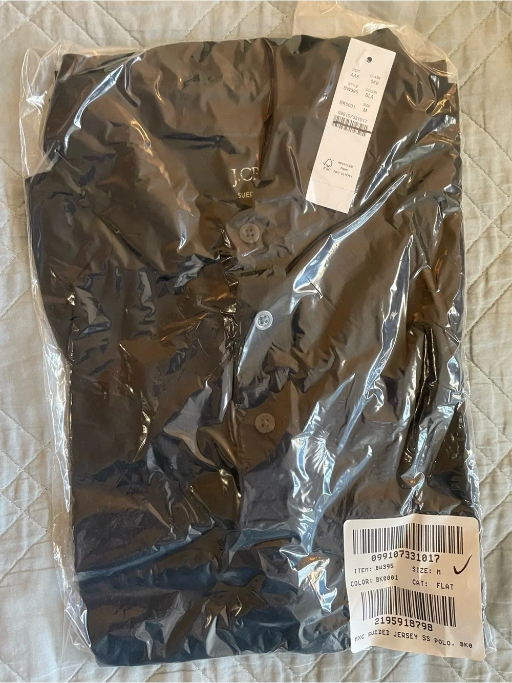 J. CREW Classic Untucked sueded cotton polo shirt in Black Size M BW395